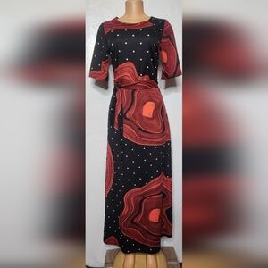 Retro Hippie/ Bohemian Black and Red Maxi Dress NWT Sz Lg